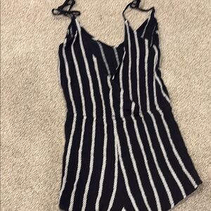 Rip Curl Black and White Striped Romper